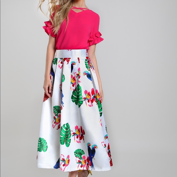 ๐บ๐ธโก๏ธ๐HP๐Tropical Pleated maxi skirt๐ - Picture 2 of 7